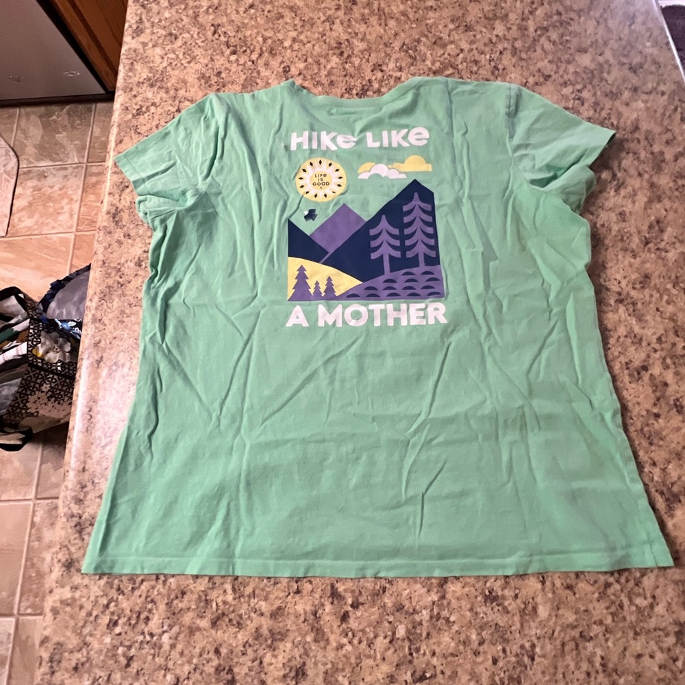 Life Is Good Mint Green women’s hiking hike like a mother Tee shirt